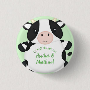 Cow Baby Shower Farm 1 Inch Round Button
