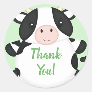 Cow Baby Shower Farm Classic Round Sticker