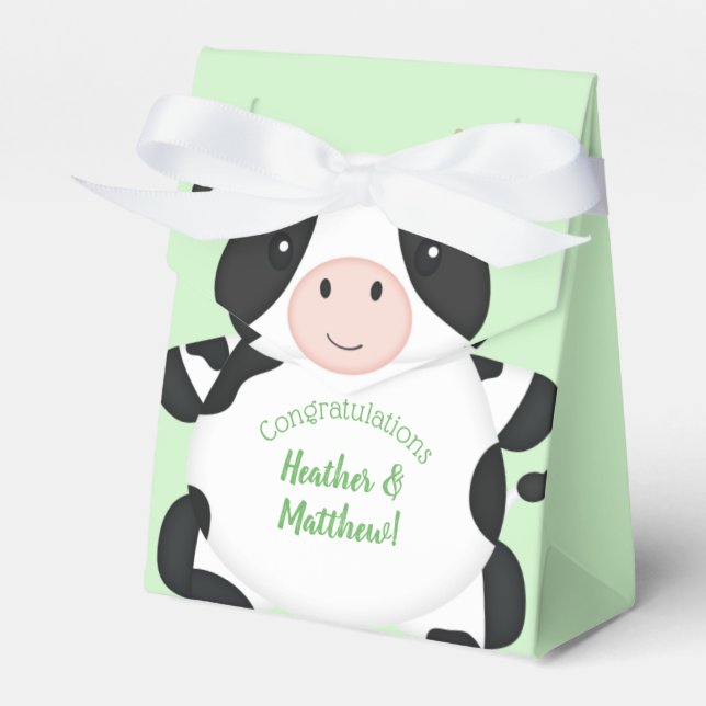 Cow Baby Shower Farm Favor Box (Front Side)
