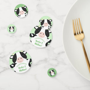 Cow Baby Shower Green Confetti