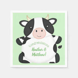 Cow Baby Shower Green Napkin