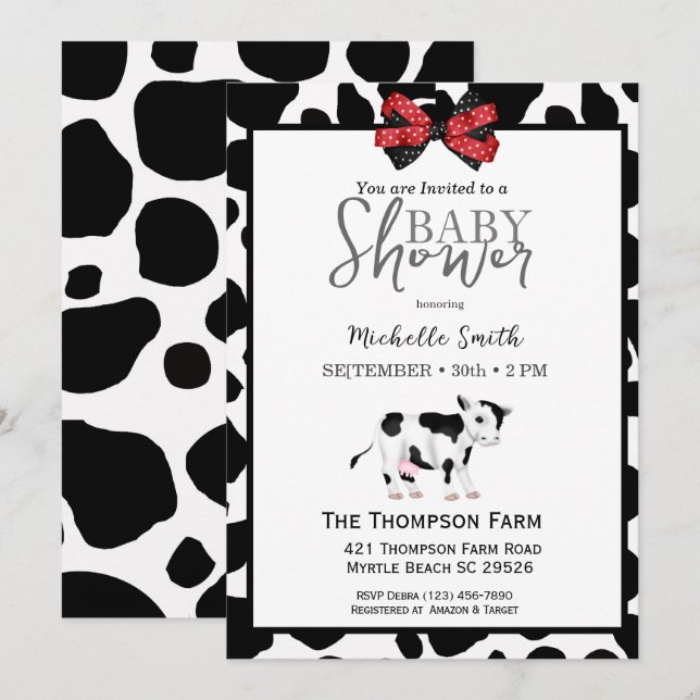 Cow Baby Shower Invitation (Front/Back)