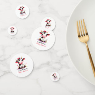Cow Baby Shower Minimalist Pink Girl baby shower Confetti