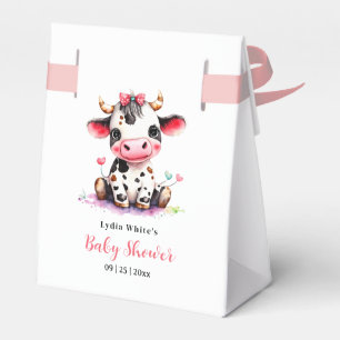 Cow Baby Shower Minimalist Pink Girl baby shower Favor Box