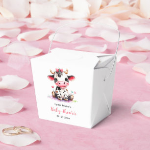 Cow Baby Shower Minimalist Pink Girl baby shower Favor Box