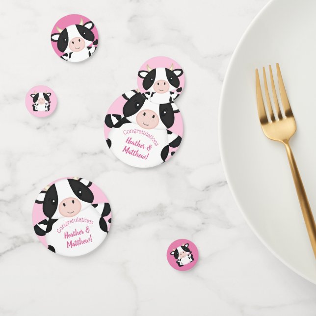 Cow Baby Shower Pink Confetti (Group)