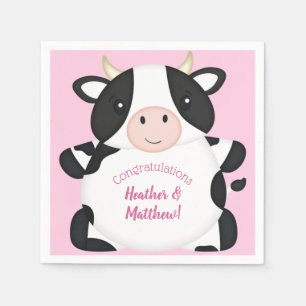 Cow Baby Shower Pink Napkin