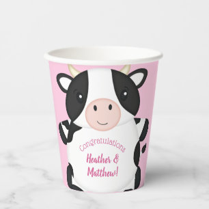 Cow Baby Shower Pink Paper Cups