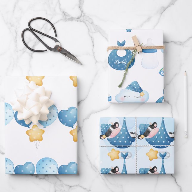 Cow Baby Wrapping Paper Flat Sheet Set of 3 (Front)