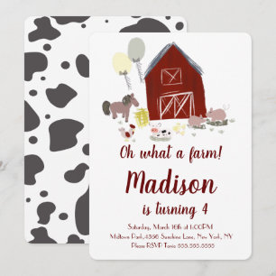 Cow Barn Farm Cattle Party Birthday Girl Invitation