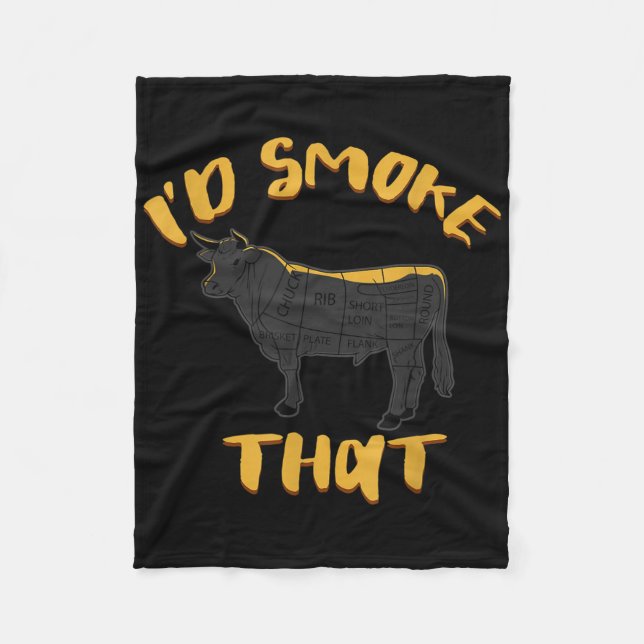 Cow Bbq Grilling Funny Meat Lovers Sarcastic Humou Fleece Blanket (Front)