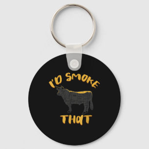 Cow Bbq Grilling Funny Meat Lovers Sarcastic Humou Keychain