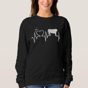 Cow Beef Mom Mama Dad Heartbeat Farm Heart Cute Sweatshirt