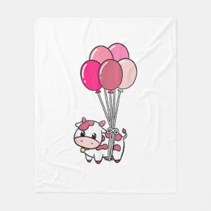 Cow Birthday Balloon Theme Party Farmer Bday Cattl Fleece Blanket