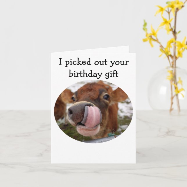Cow birthday card (Yellow Flower)