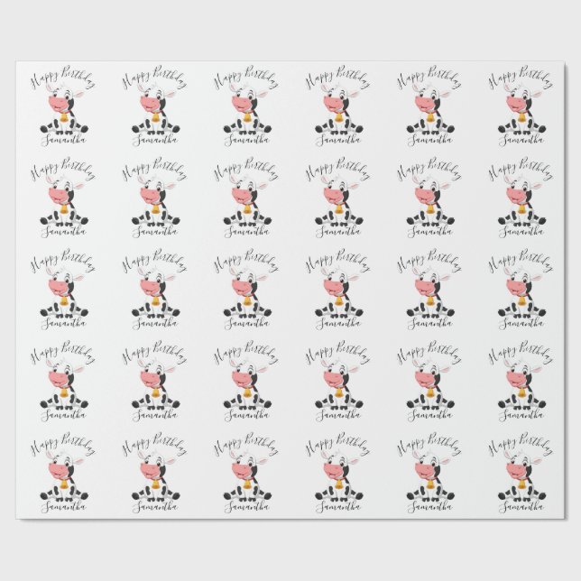 cow birthday farm wrapping paper (Seam)