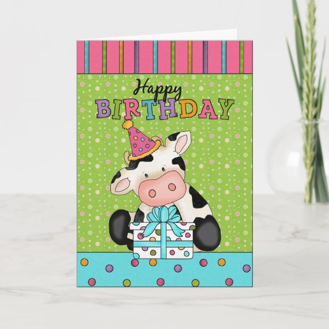 Cow Birthday greeting card (Front)