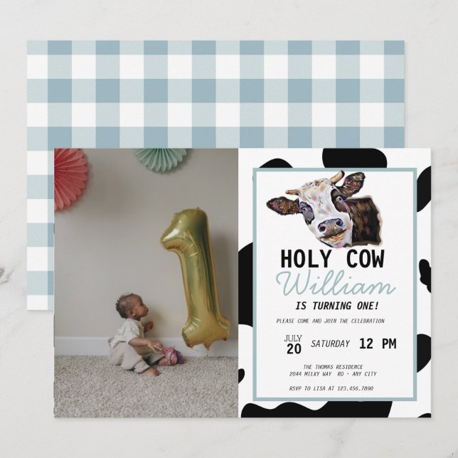 Cow Birthday Invitation (Front/Back)