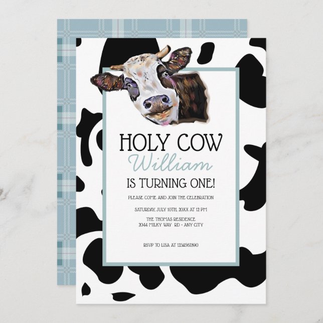 Cow Birthday Invitation (Front/Back)