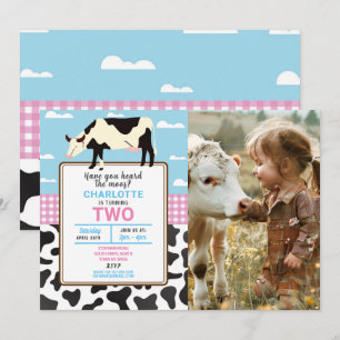 Cow Birthday Invite Two 2nd Holy Cow Party Photo