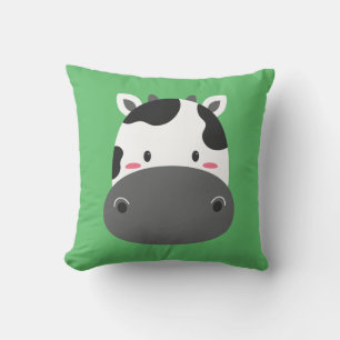 Cow Birthday Kids Art Throw Pillow