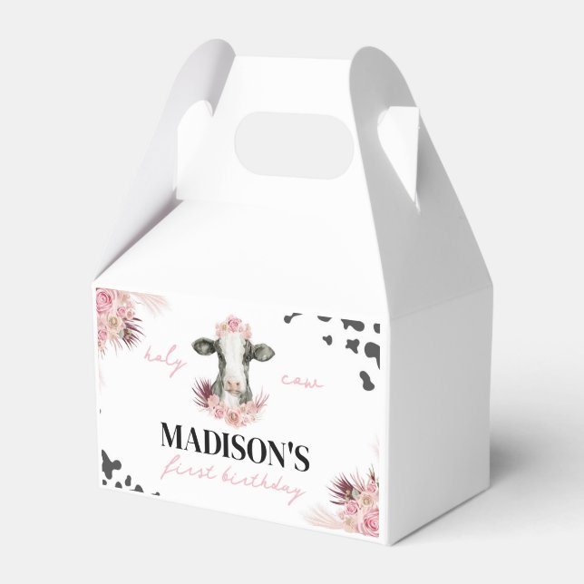 Cow Birthday Party Favour Box (Front Side)