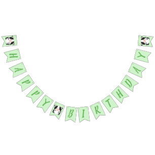 Cow Birthday Party Green Bunting Flags