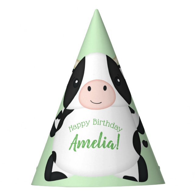 Cow Birthday Party Green Hat (Front)