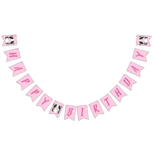 Cow Birthday Party Pink Bunting Flags