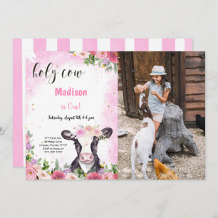 Cow Birthday Photo Invitation