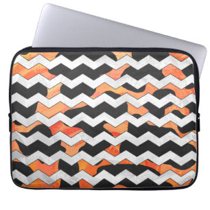 Cow Black and Orange Chevron Print Laptop Sleeve