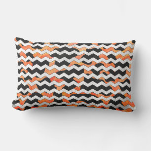 Cow Black and Orange Chevron Print Lumbar Pillow
