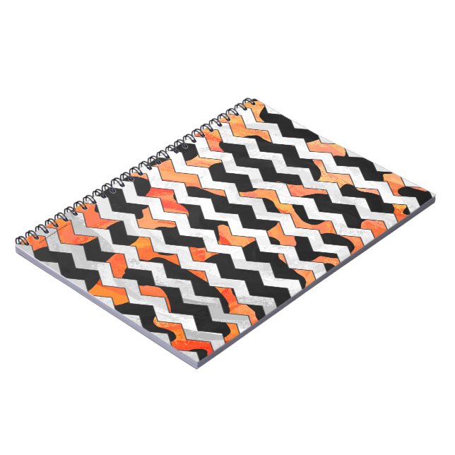 Cow Black and Orange Chevron Print Notebook (Left Side)
