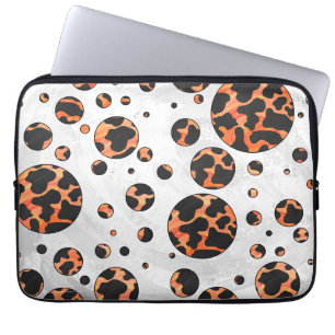 Cow Black and Orange Polka Dot Print Laptop Sleeve