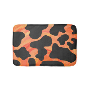 Cow Black and Orange Print Bath Mat