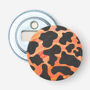 Cow Black and Orange Print Bottle Opener