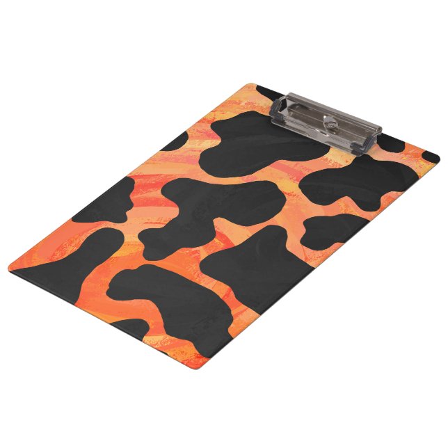 Cow Black and Orange Print Clipboard (Angled)