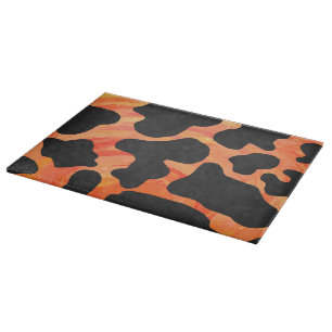 Cow Black and Orange Print Cutting Board