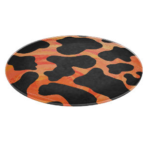 Cow Black and Orange Print Cutting Board