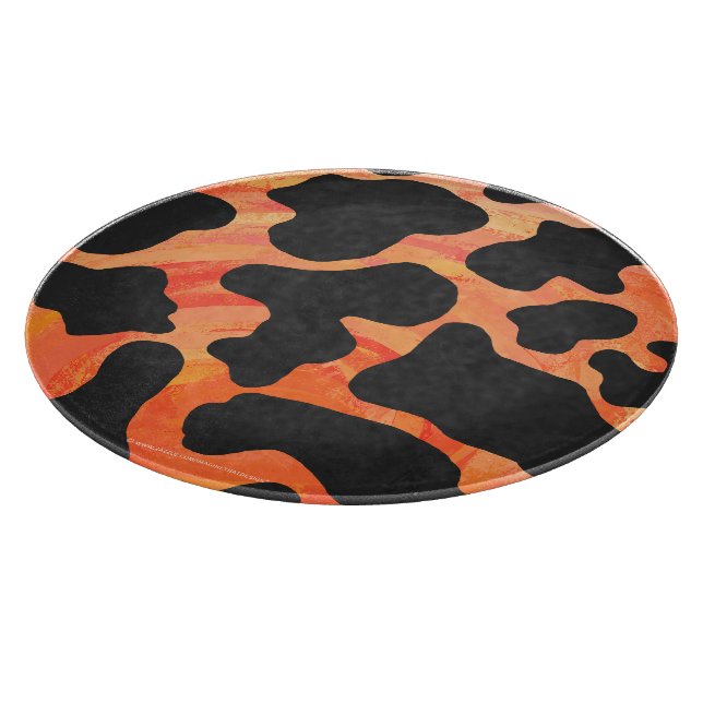 Cow Black and Orange Print Cutting Board (Corner)