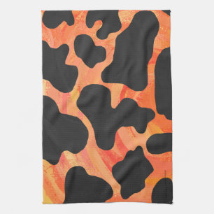 Cow Black and Orange Print Kitchen Towel