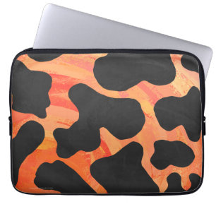 Cow Black and Orange Print Laptop Sleeve