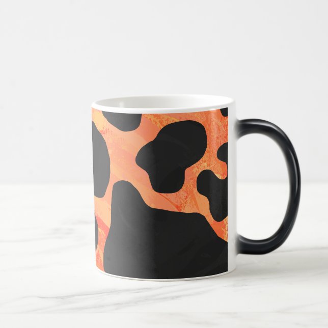 Cow Black and Orange Print Magic Mug (Right)