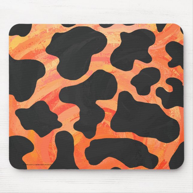 Cow Black and Orange Print Mouse Pad (Front)