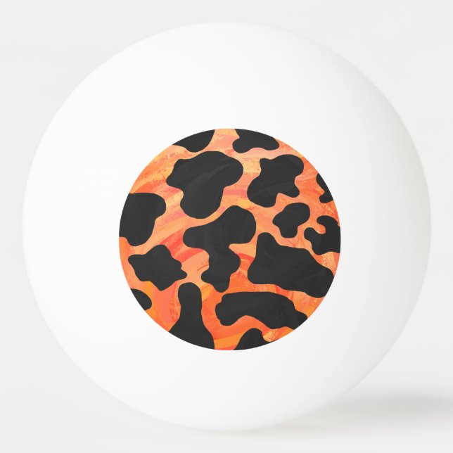 Cow Black and Orange Print Ping Pong Ball (Front)
