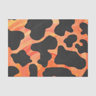 Cow Black and Orange Print Tissue Paper