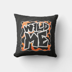 Cow Black and Orange Wild Me Throw Pillow