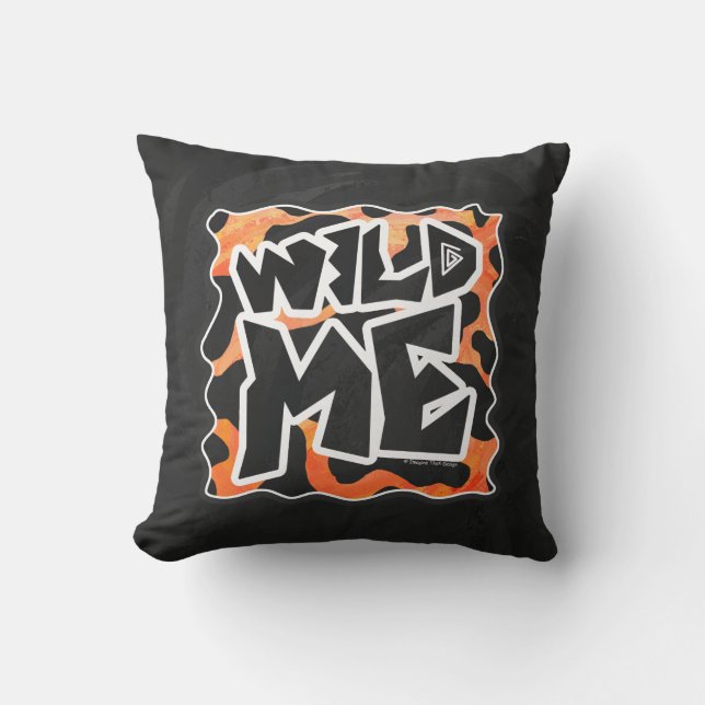 Cow Black and Orange Wild Me Throw Pillow (Front)