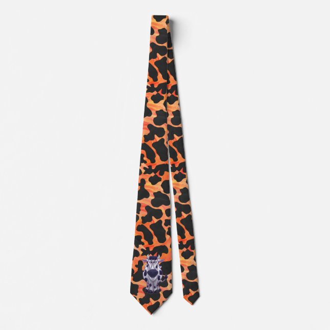 Cow Black and Orange Wild Me Tie (Front)