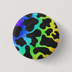 Cow Black and Rainbow Gifts 1 Inch Round Button